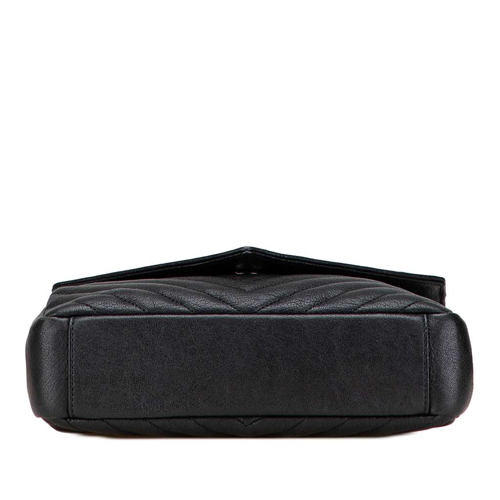 Saint Laurent Medium Quilted Chevron Sheepskin College Satchel - Image 6