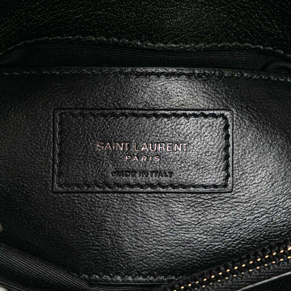 Saint Laurent Medium Quilted Chevron Sheepskin College Satchel - Side view