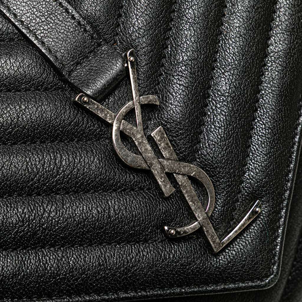 Saint Laurent Medium Quilted Chevron Sheepskin College Satchel - Detail 2