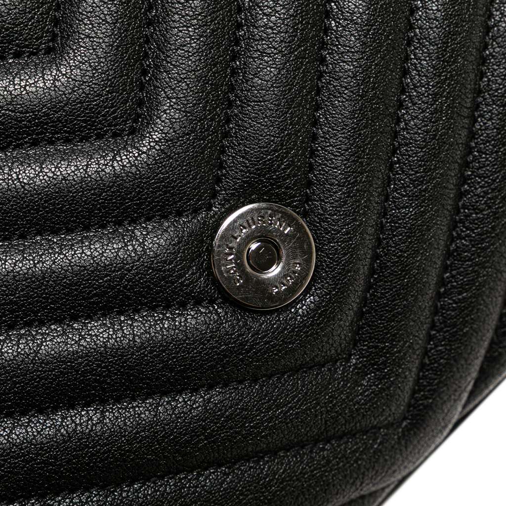 Saint Laurent Medium Quilted Chevron Sheepskin College Satchel - Image 10