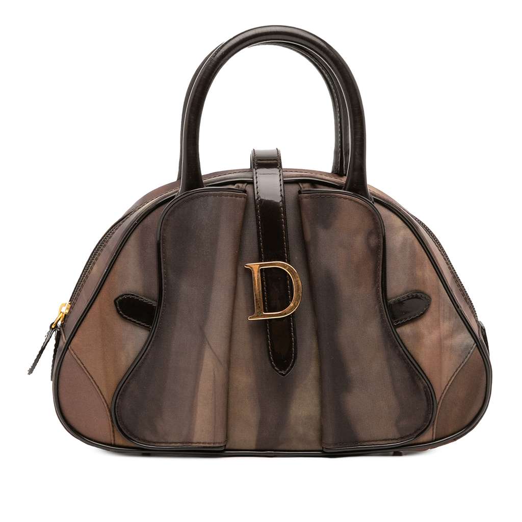 Dior Mini Printed Nylon Double Saddle Bowler Bag