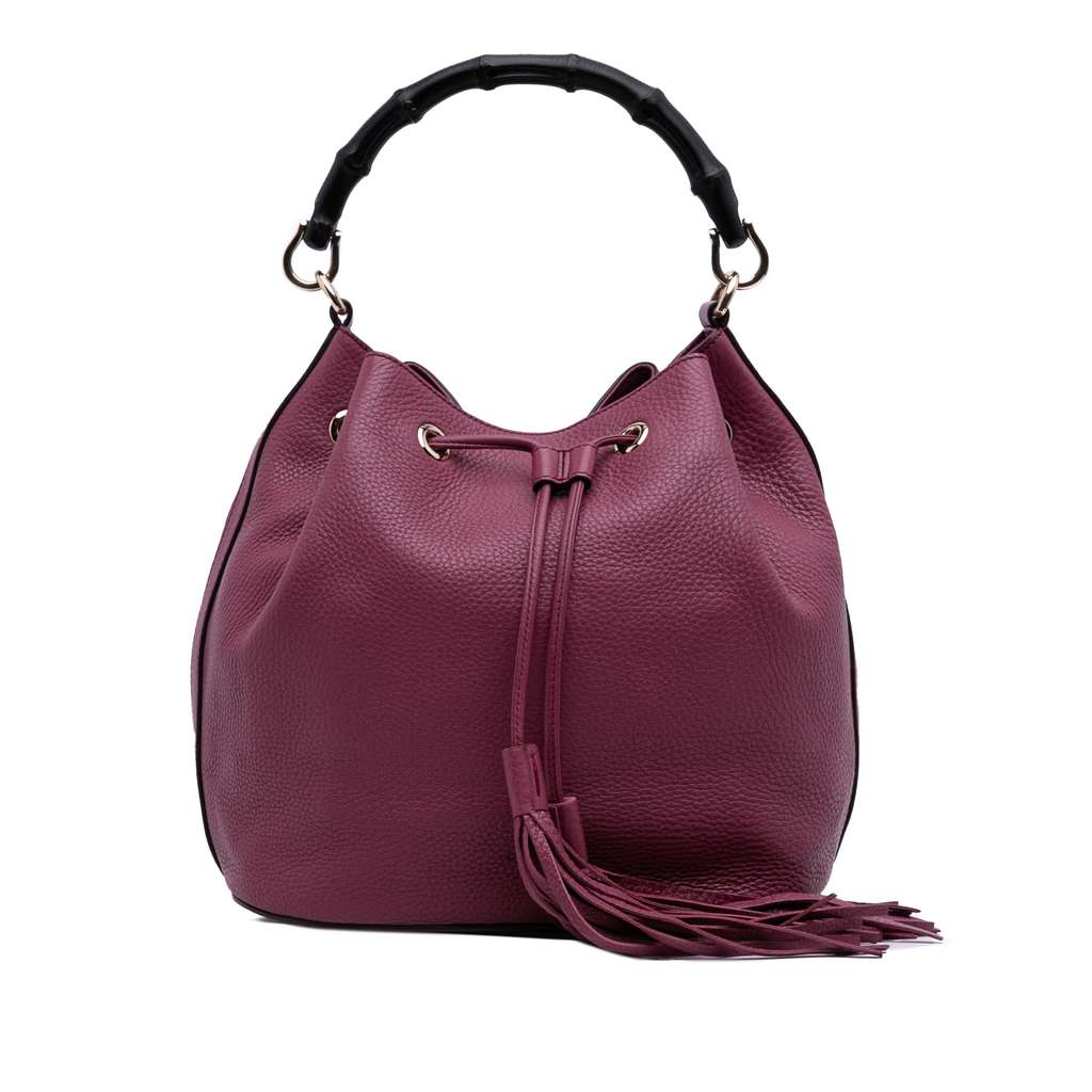 Gucci Pebbled Calfskin Miss Bamboo Bucket Bag