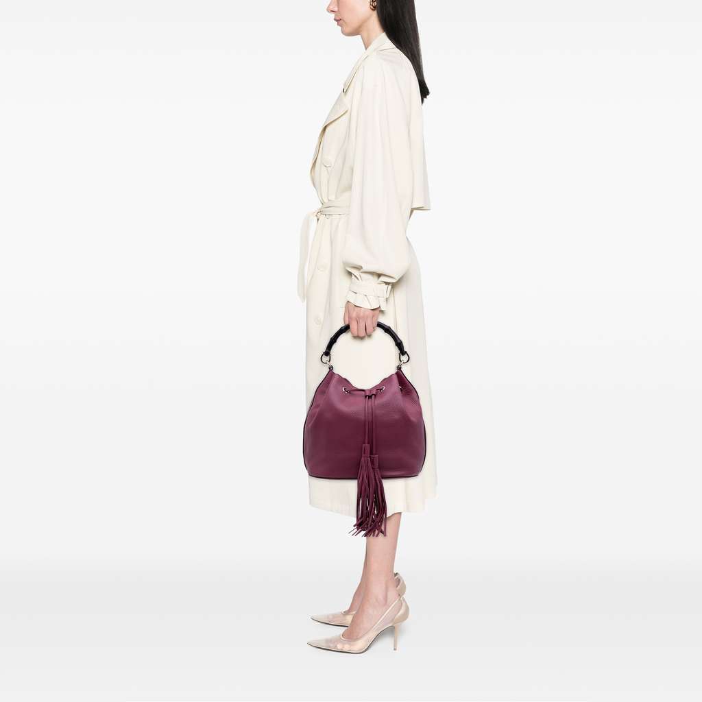 Gucci Pebbled Calfskin Miss Bamboo Bucket Bag - Image 13
