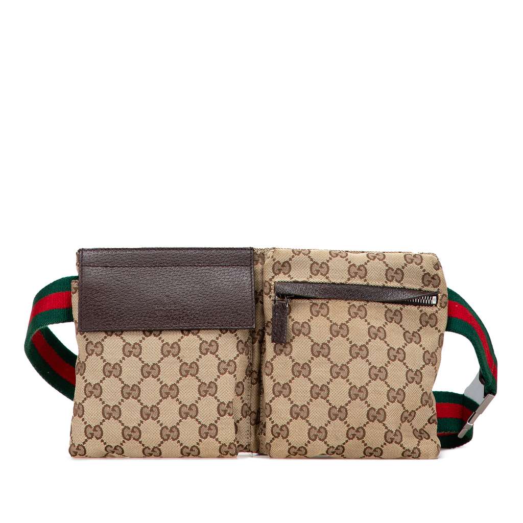 Gucci GG Canvas Web Double Pocket Belt Bag