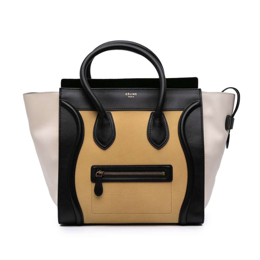 Celine Mini Tricolor Leather Luggage Tote