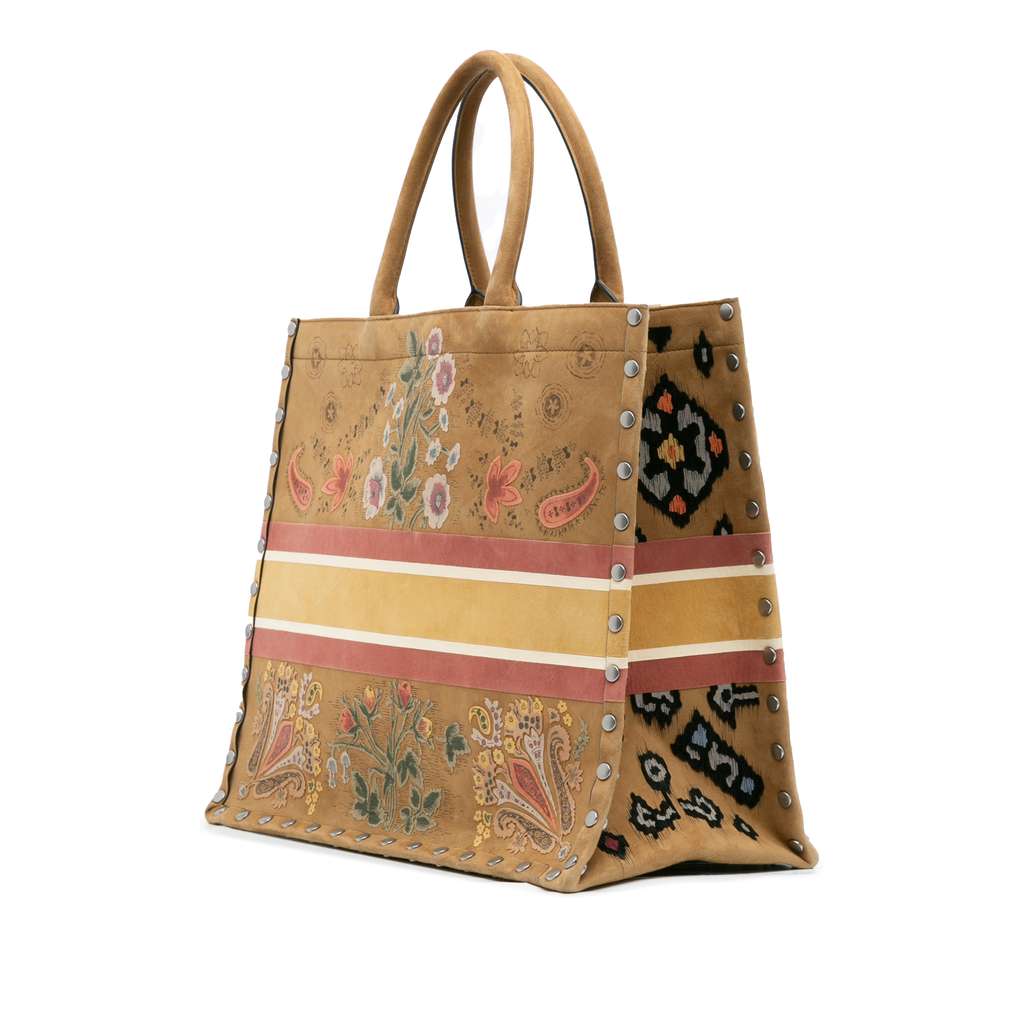 Dior Large Studded Embroidered Suede Floral Book Tote - Back view