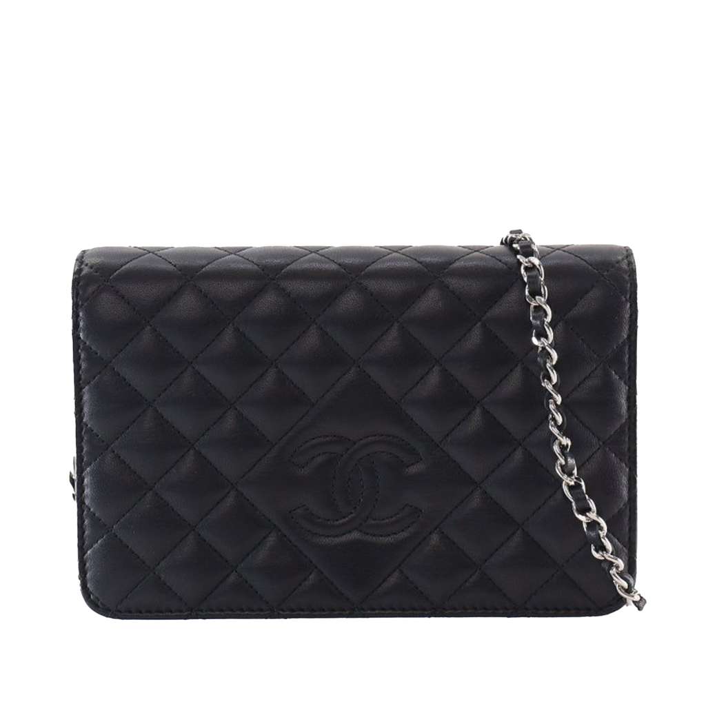 Chanel CC Quilted Lambskin Diamond Wallet On Chain