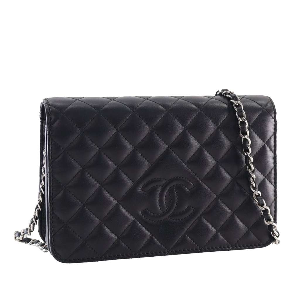 Chanel CC Quilted Lambskin Diamond Wallet On Chain - Back view