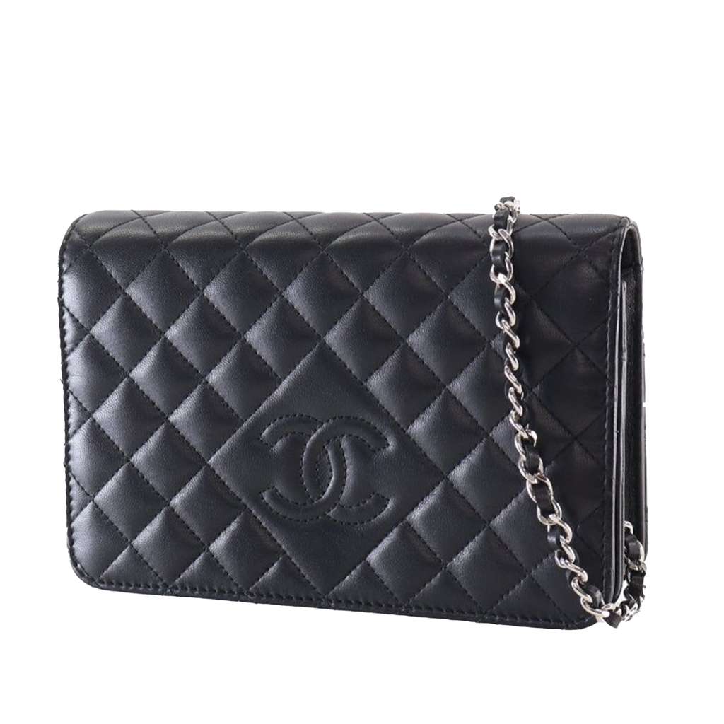 Chanel CC Quilted Lambskin Diamond Wallet On Chain - Image 6