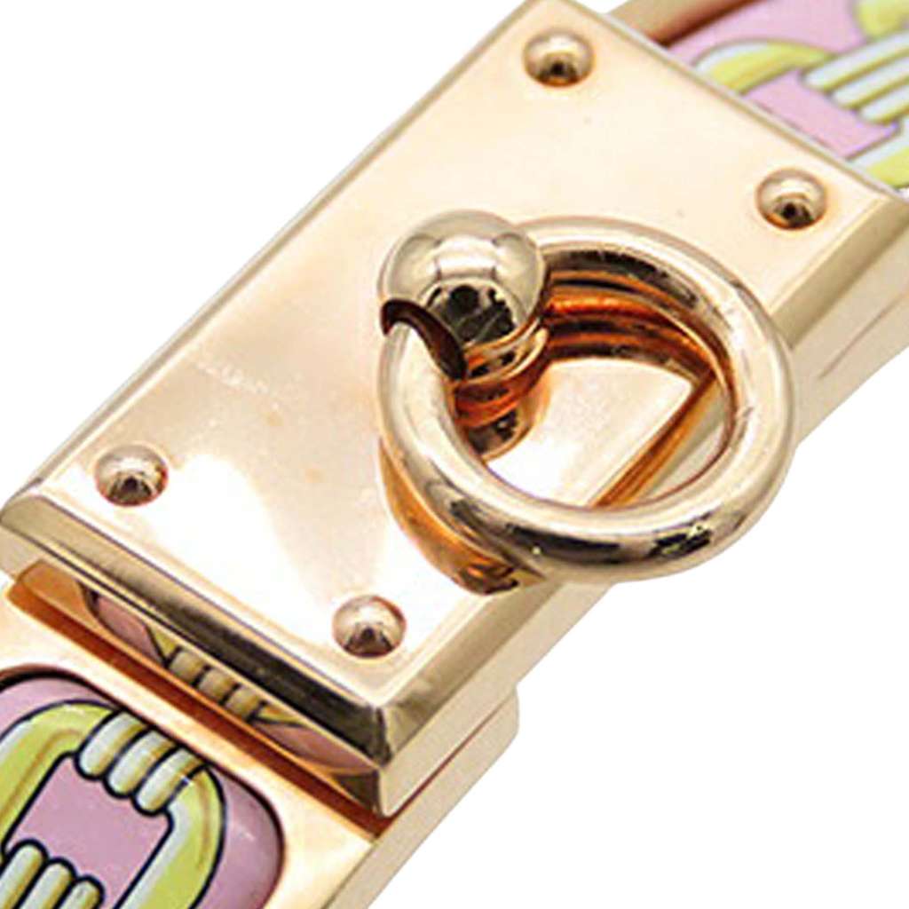 Hermès Enamel Clic Anneau Flots Fleures Et Frontaux Bracelet PM - Detail 2