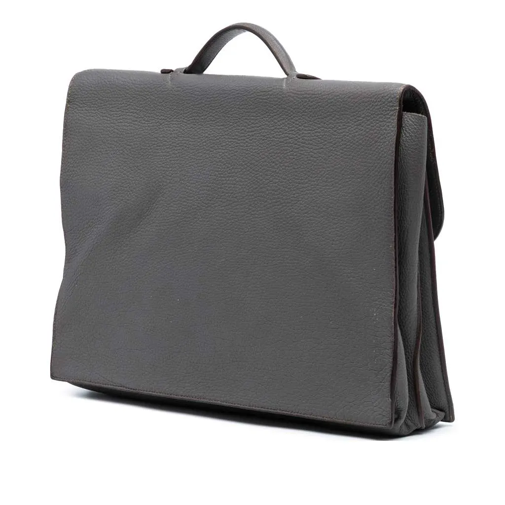 Hermès Togo Sac A Depeches 38 Grey Leather Good - Back View
