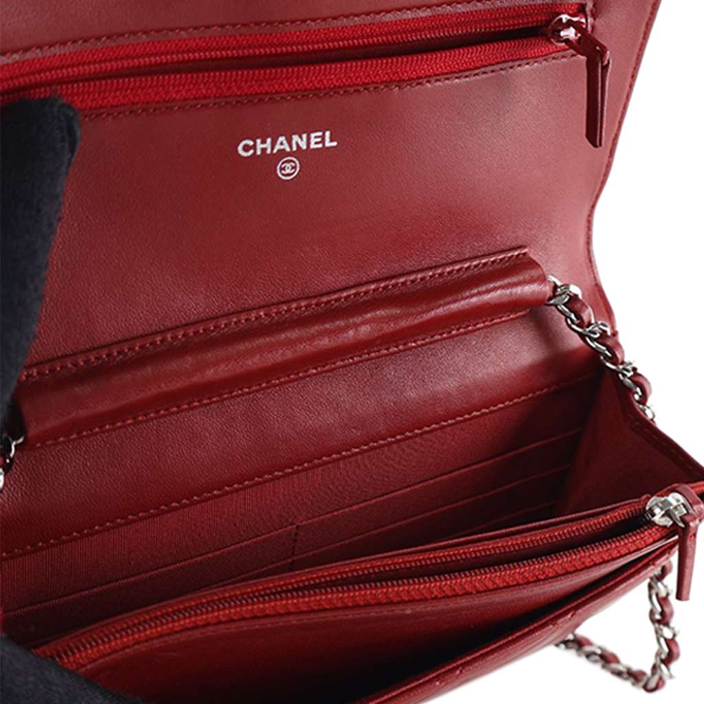 Chanel CC Quilted Lambskin Wallet on Chain - Side view