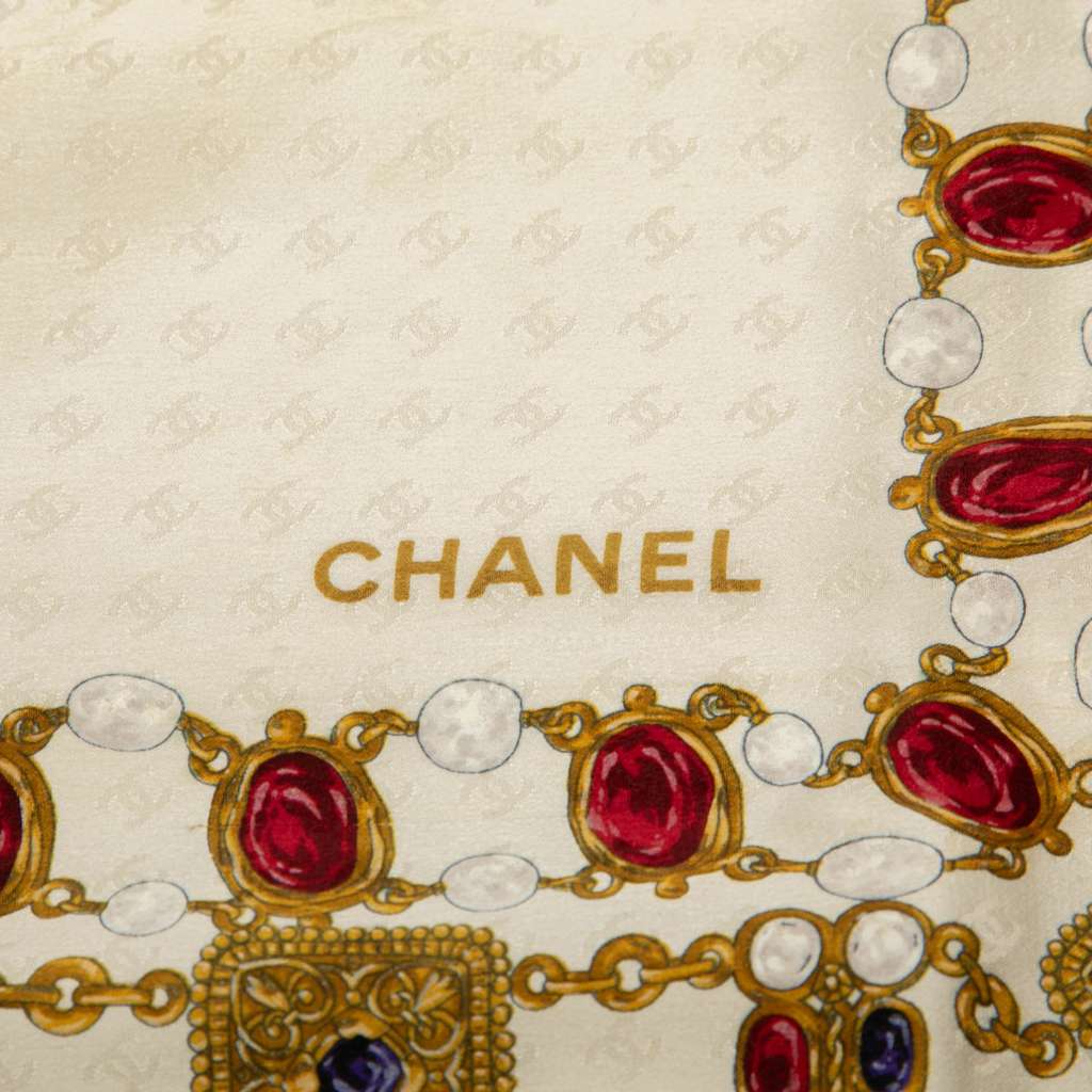 Chanel Jewelry Print Carre Silk Scarf - Back view