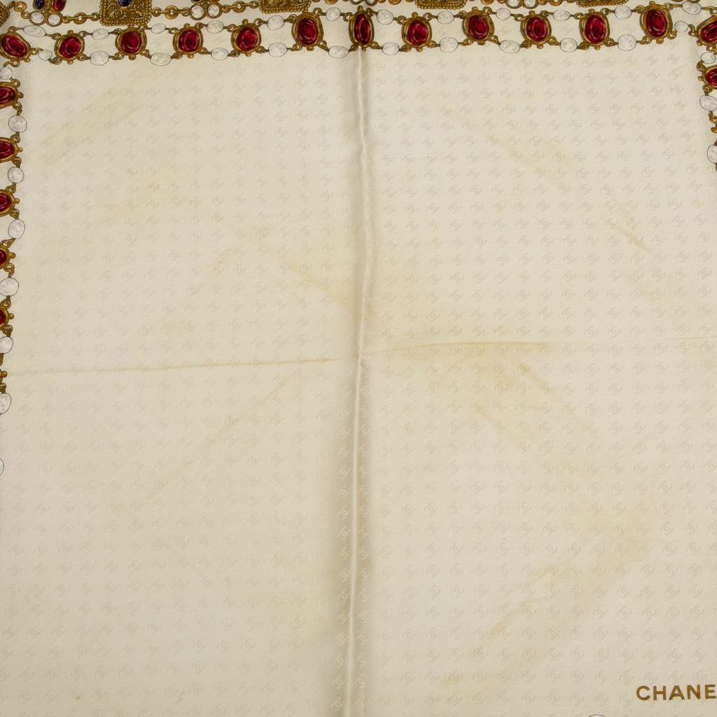 Chanel Jewelry Print Carre Silk Scarf - Side view