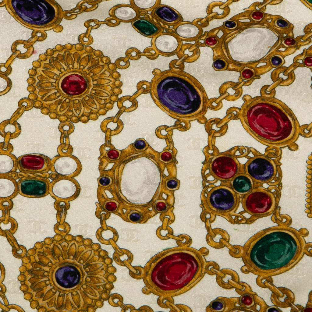 Chanel Jewelry Print Carre Silk Scarf - Detail 1