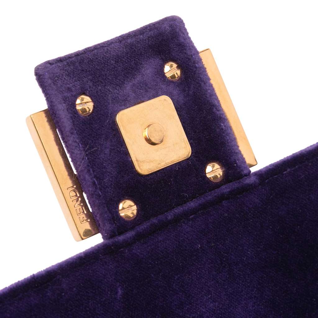 Fendi Zucca Embossed Velvet Baguette Satchel - Image 13