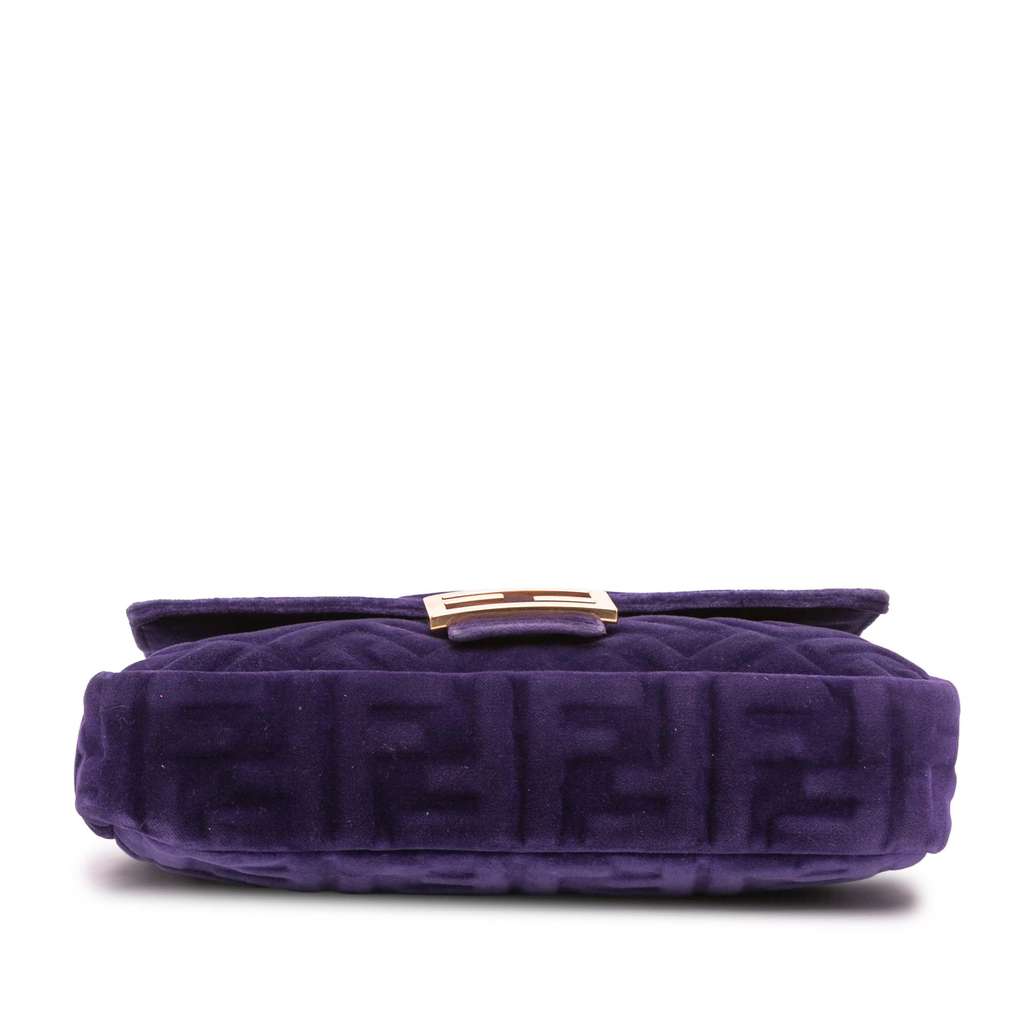 Fendi Zucca Embossed Velvet Baguette Satchel - Image 6