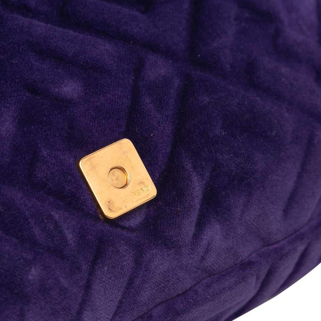 Fendi Zucca Embossed Velvet Baguette Satchel - Image 10