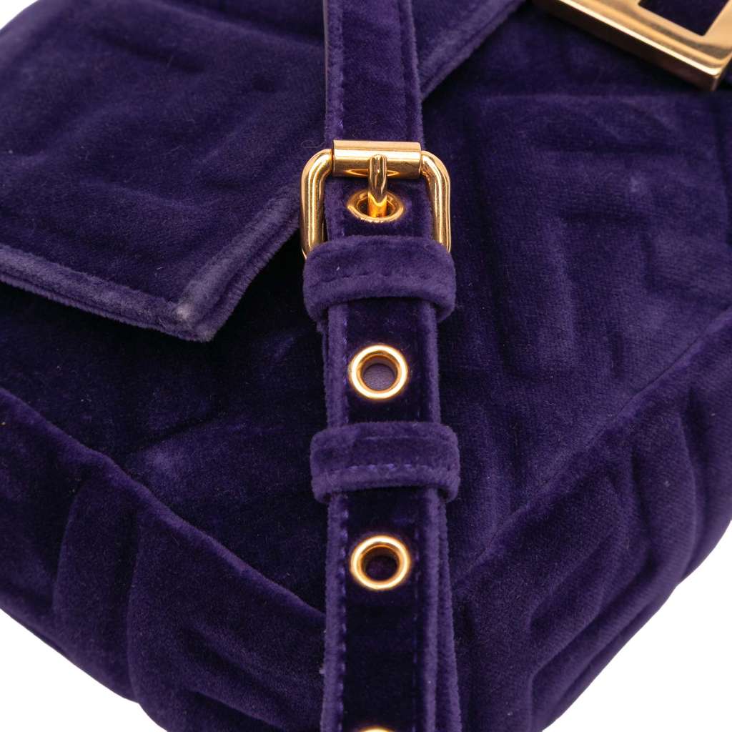 Fendi Zucca Embossed Velvet Baguette Satchel - Image 11
