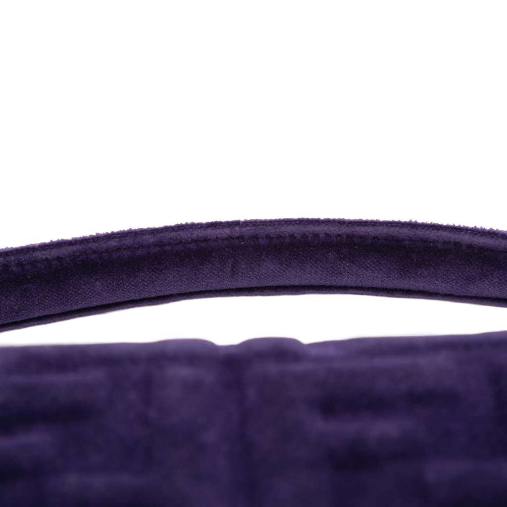 Fendi Zucca Embossed Velvet Baguette Satchel - Image 12
