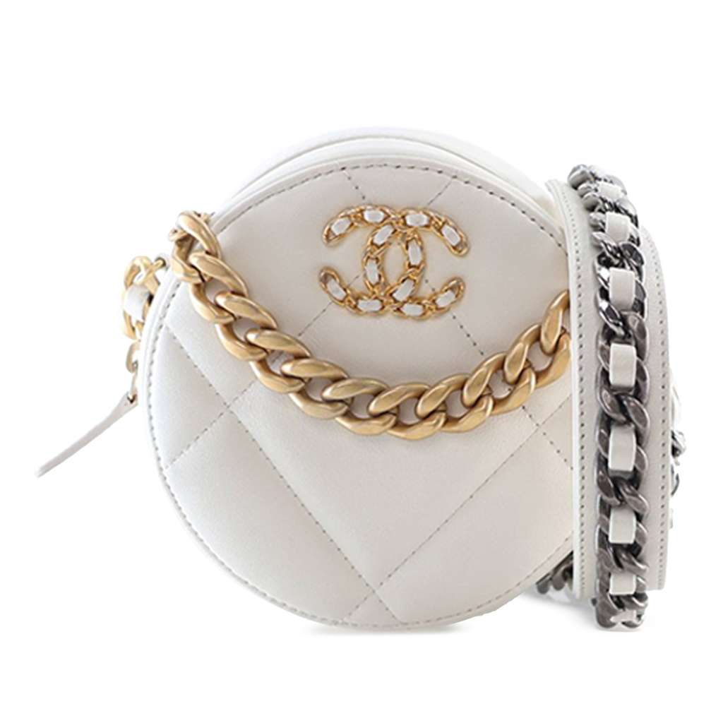 Chanel Lambskin 19 Round Clutch with Chain