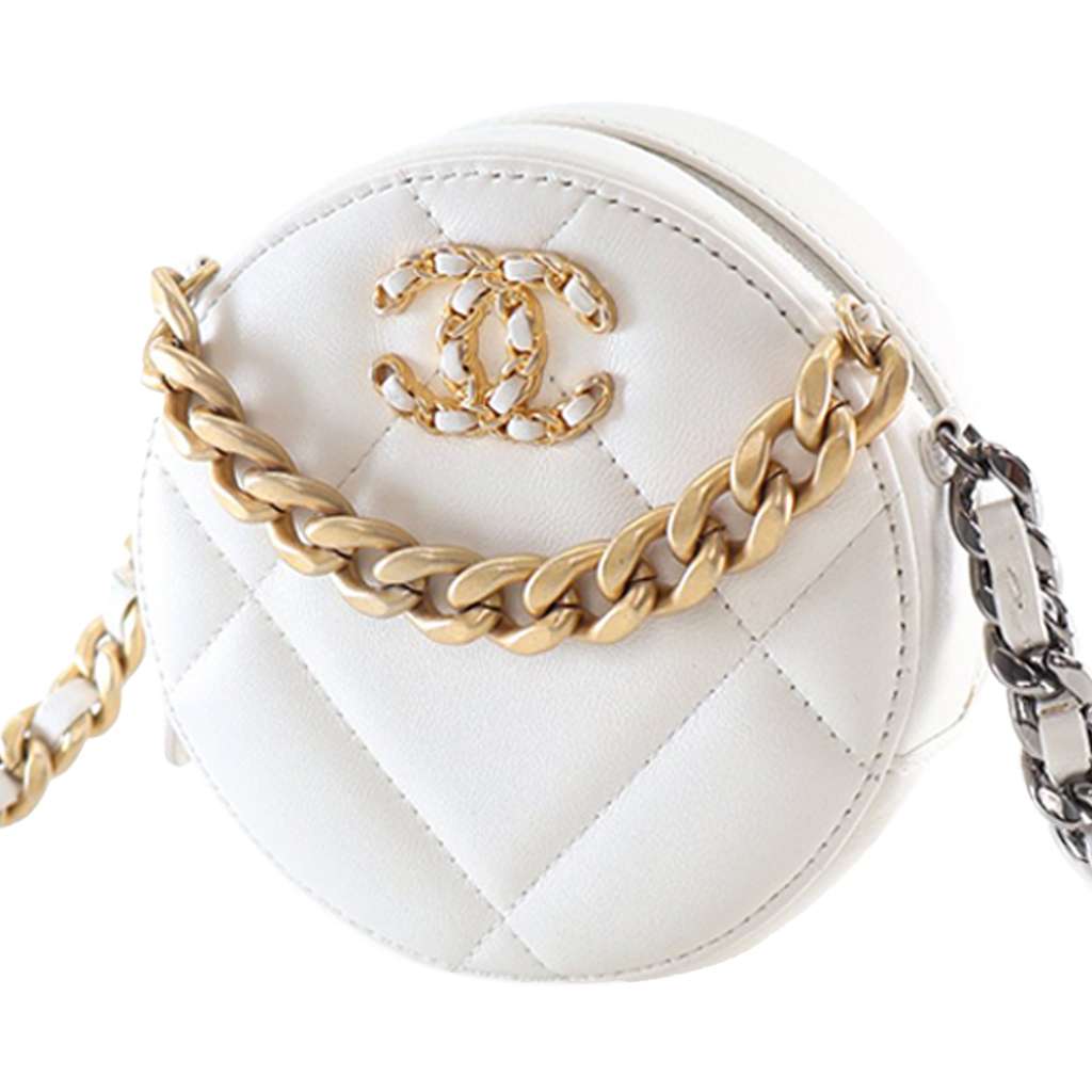 Chanel Lambskin 19 Round Clutch with Chain - Back view