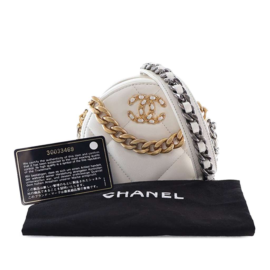 Chanel Lambskin 19 Round Clutch with Chain - Image 17