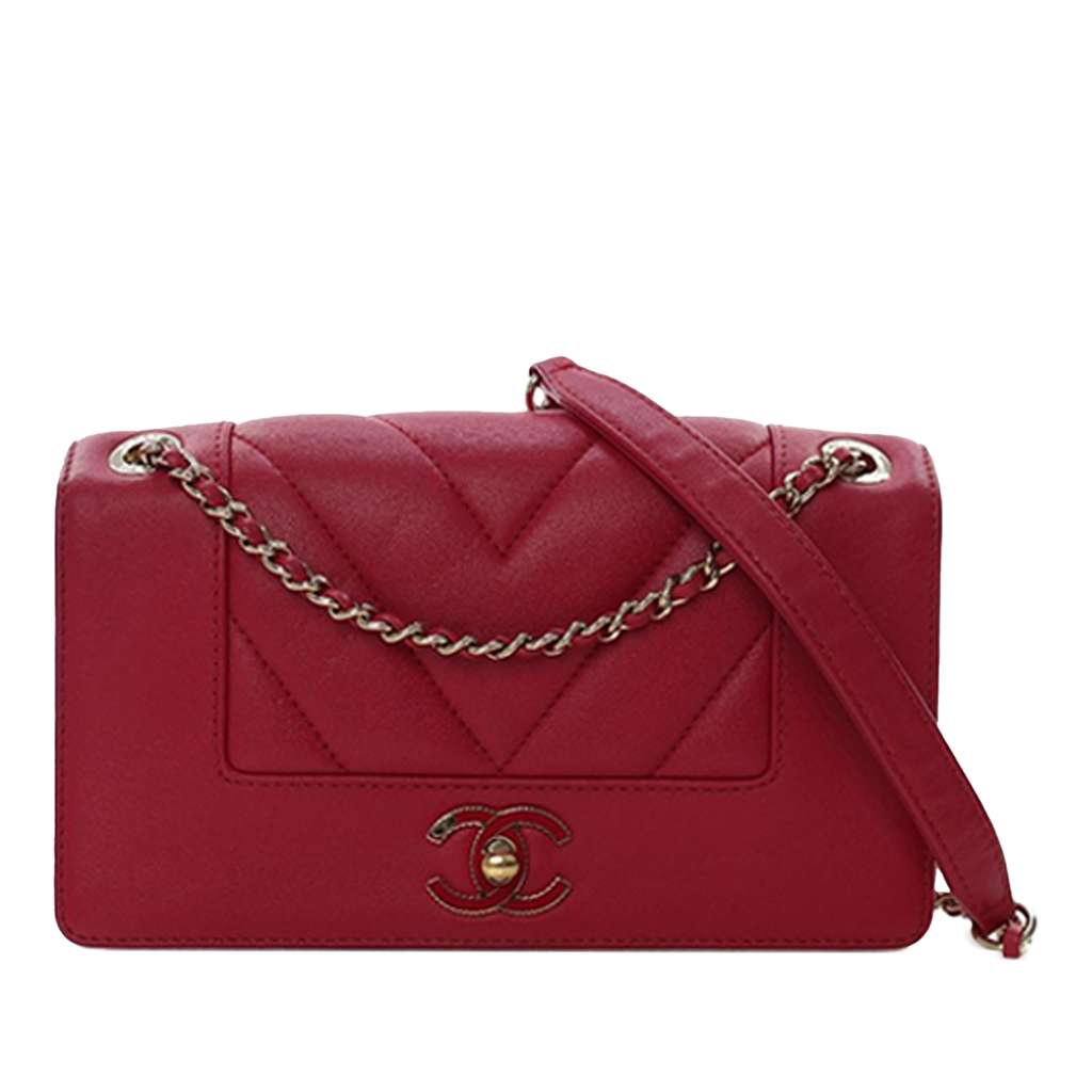 Chanel Mini Quilted Chevron Sheepskin Mademoiselle Vintage Flap