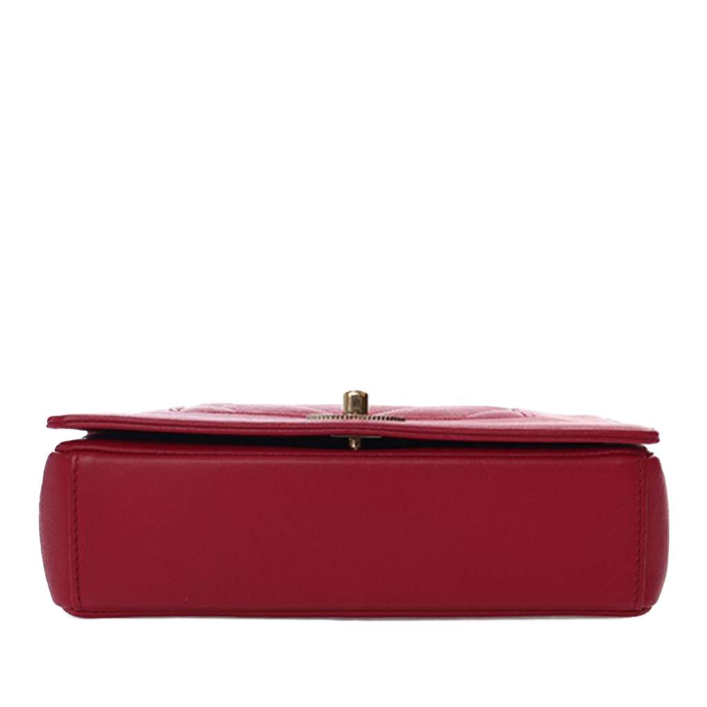 Chanel Mini Quilted Chevron Sheepskin Mademoiselle Vintage Flap - Side view