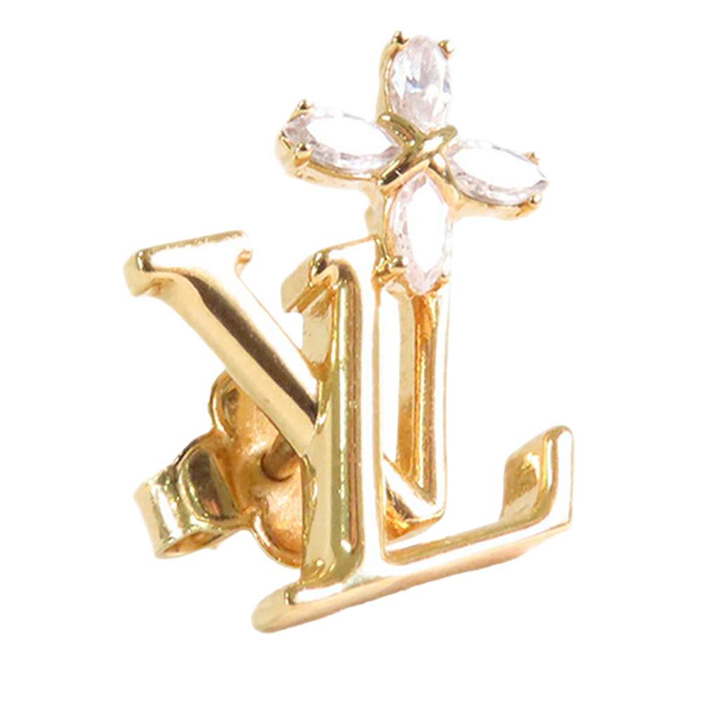 Louis Vuitton Gold Plated LV Iconic Flower Push Back Earrings - Image 6