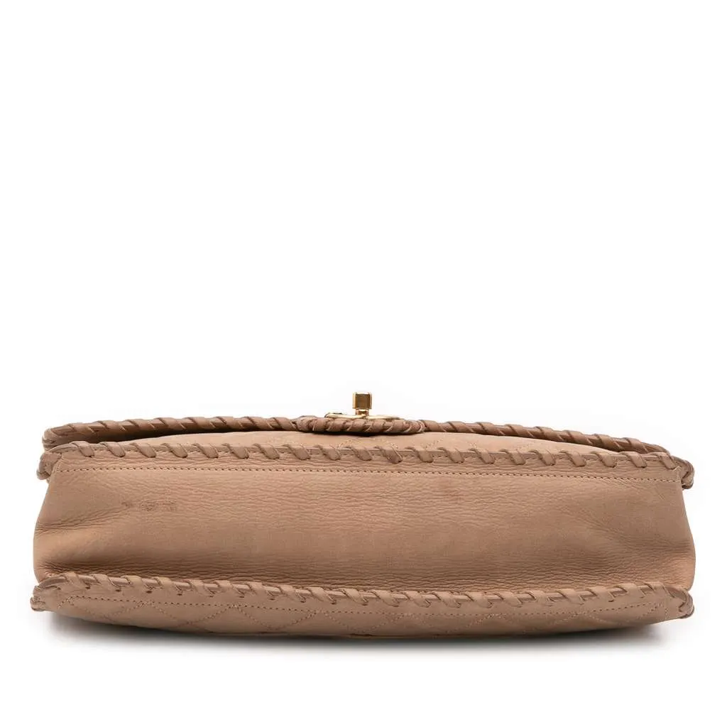 Chanel Jumbo Quilted Iridescent Calfskin Happy Stitch Flap Brown Leather Good - Inside View