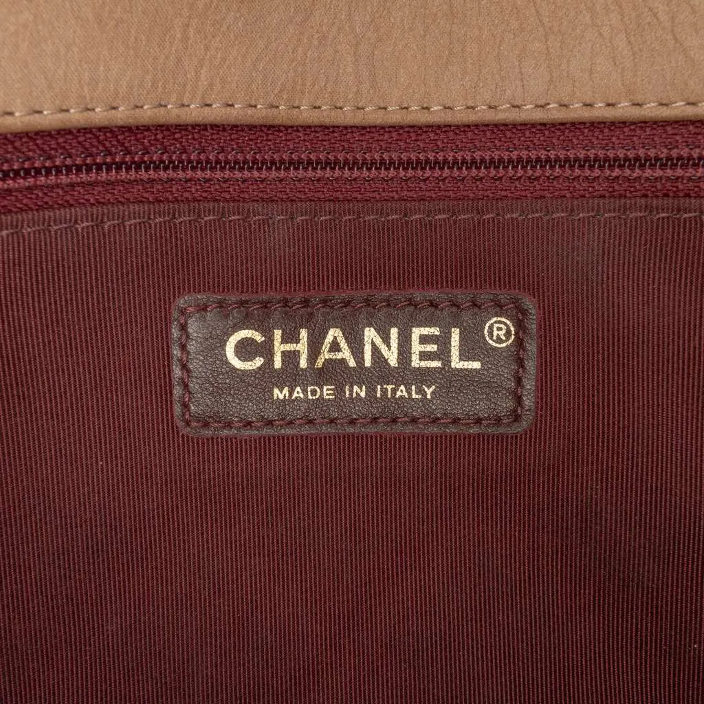 Chanel Jumbo Quilted Iridescent Calfskin Happy Stitch Flap Brown Leather Good - Box View
