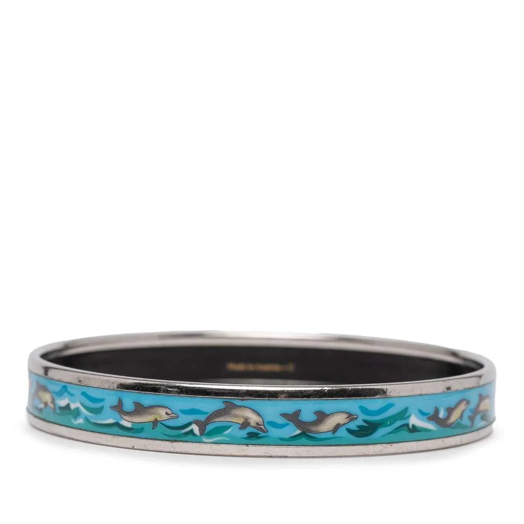 Hermès Narrow Dolphin Enamel Bangle 65 Blue Good - Inside View