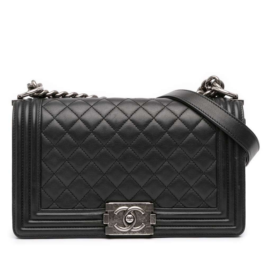 Chanel Old Medium Quilted Lambskin Boy Flap