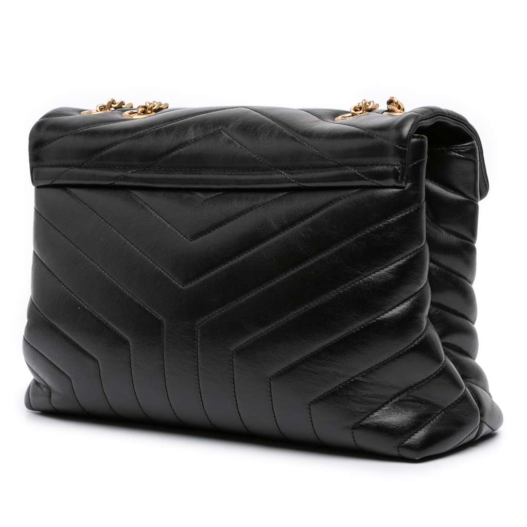 Saint Laurent Medium Matelasse Leather LouLou Shoulder Bag - Back view