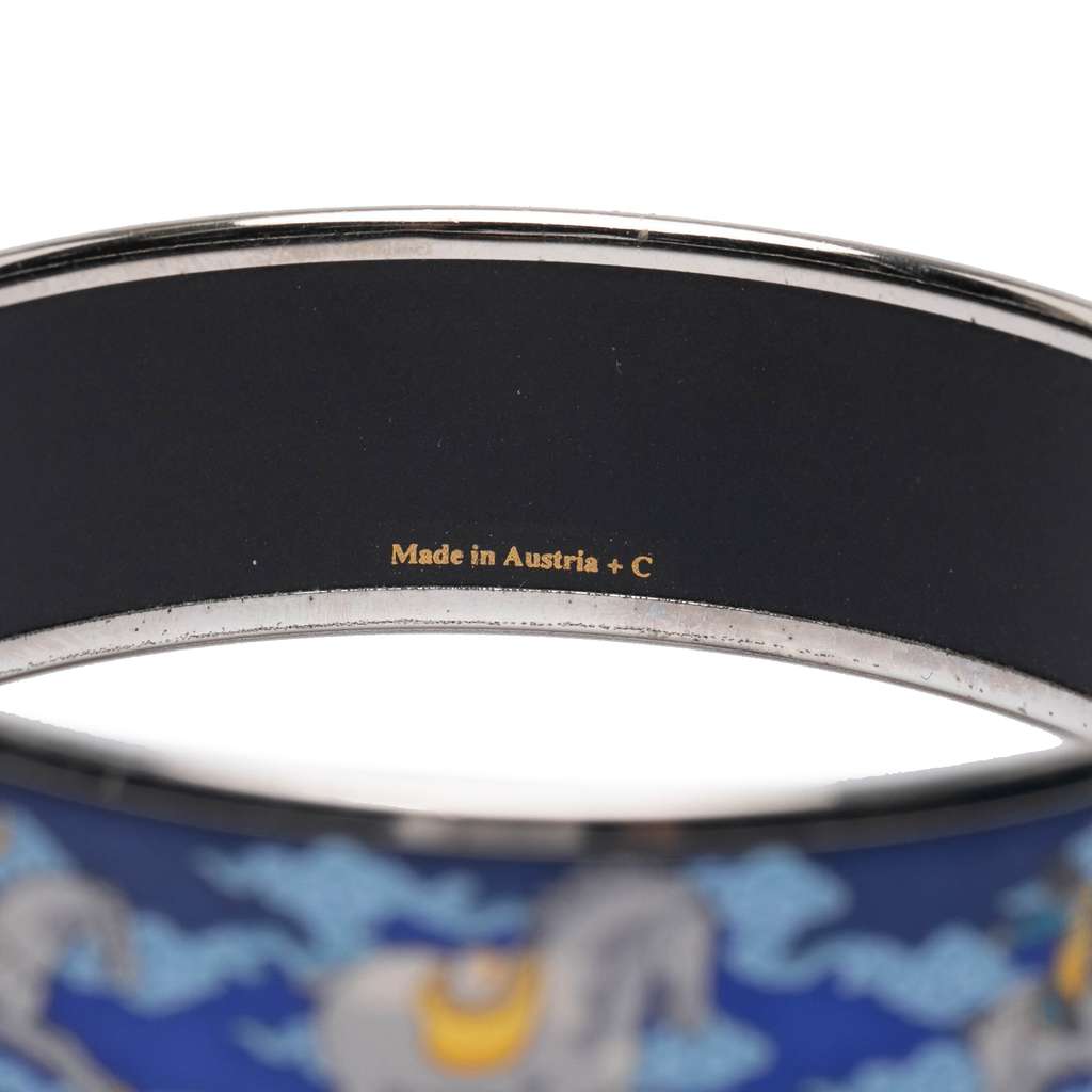 Hermès Wide Enamel Horse Riding Motif Bangle - Side view