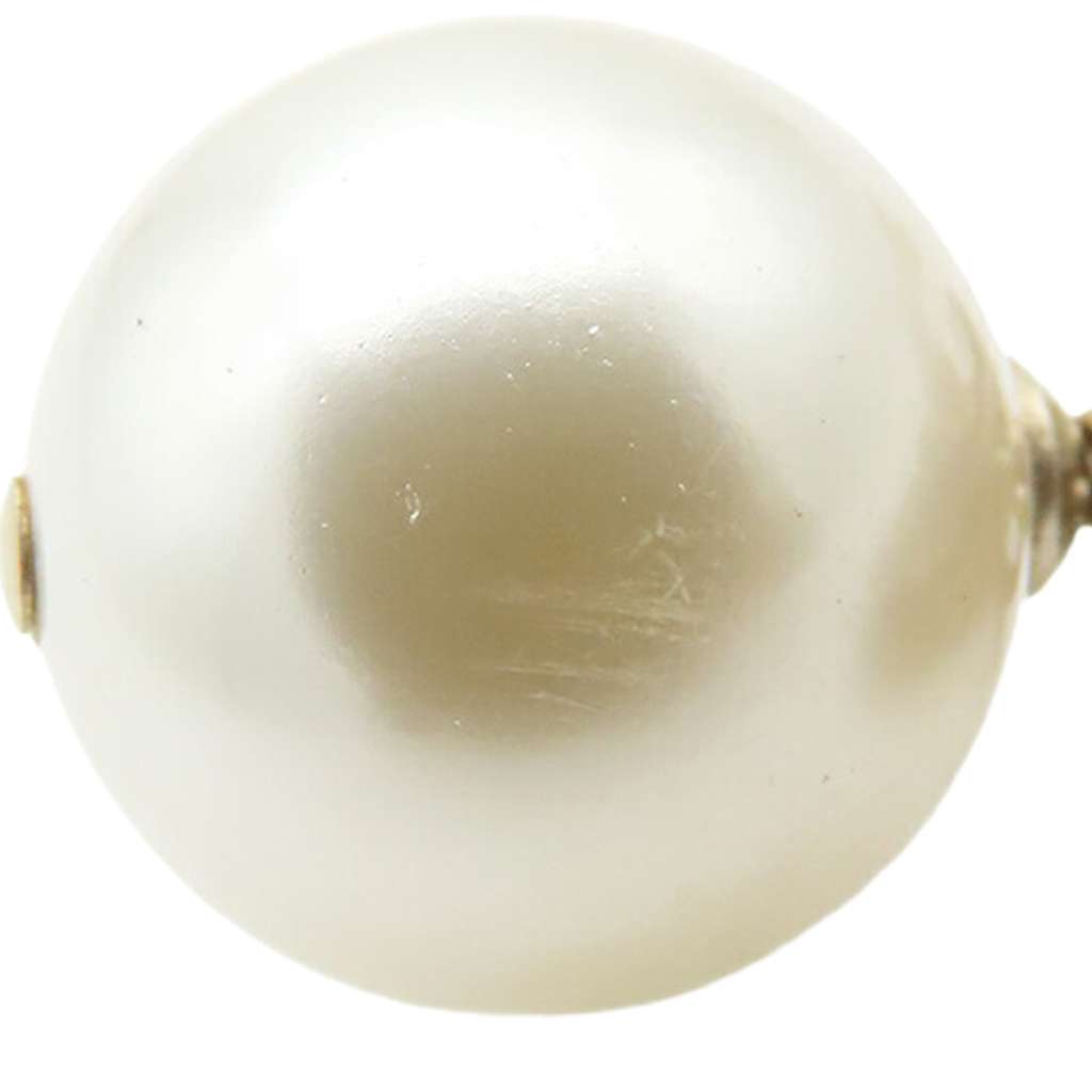 Chanel Gold Plated CC Resin Pearl Drop Pendant Necklace - Side view