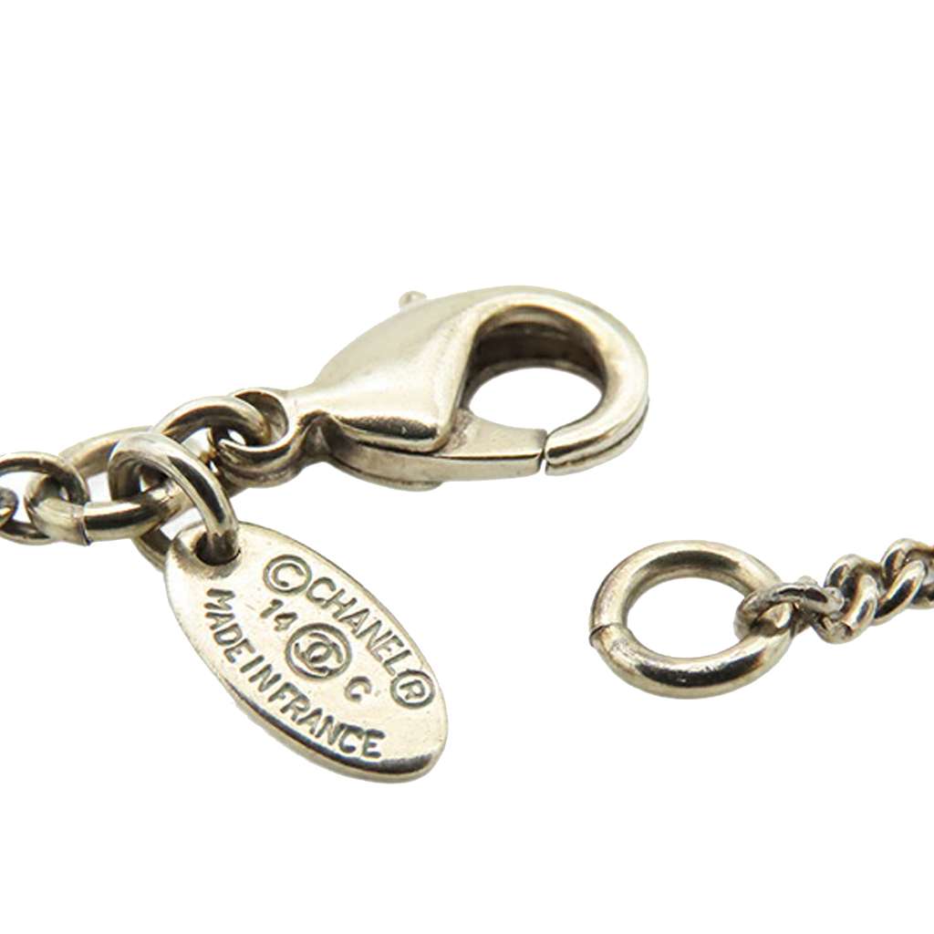 Chanel Gold Plated CC Resin Pearl Drop Pendant Necklace - Detail 1