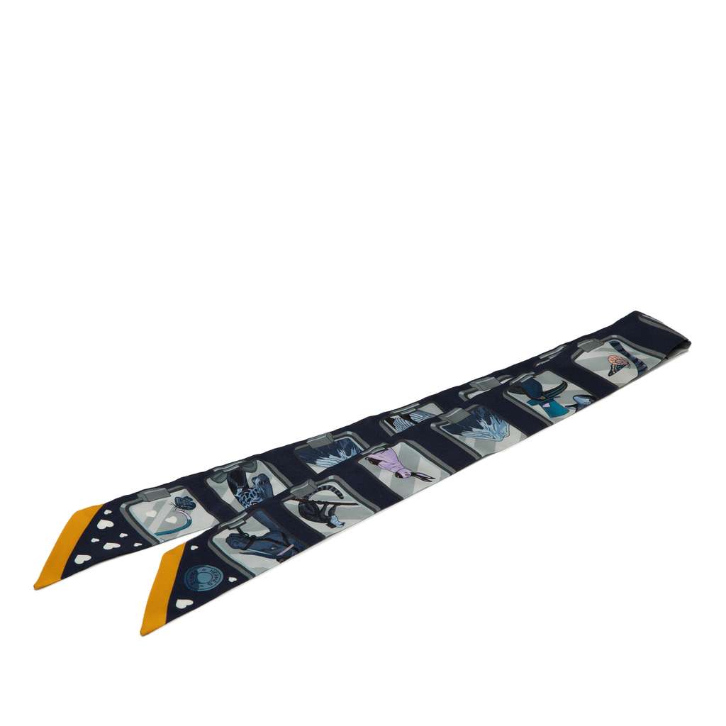 Hermès Story Marine Twilly Silk Scarf