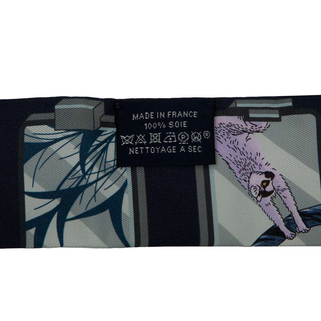 Hermès Story Marine Twilly Silk Scarf - Back view