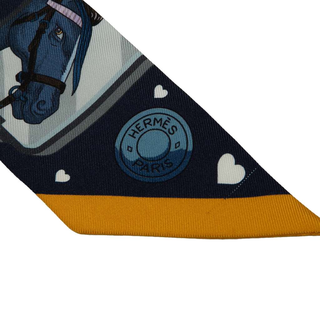 Hermès Story Marine Twilly Silk Scarf - Detail 1