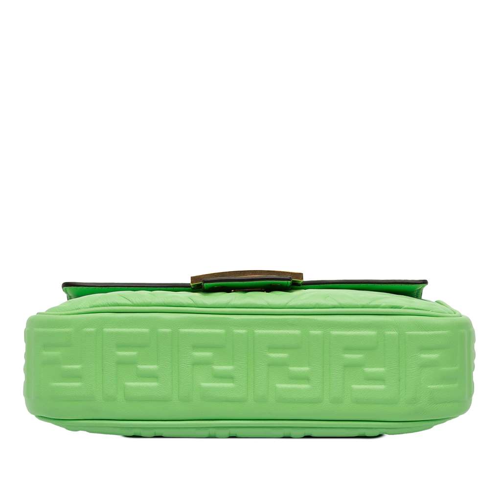 Fendi Small FF Nappa Embossed Chain Midi Baguette - Image 6