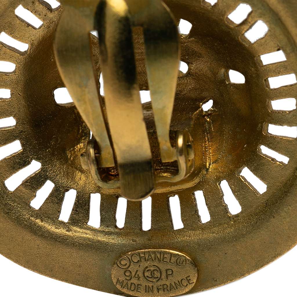 Chanel Gold Plated Logo Cutout Clip On Earrings - Image 6