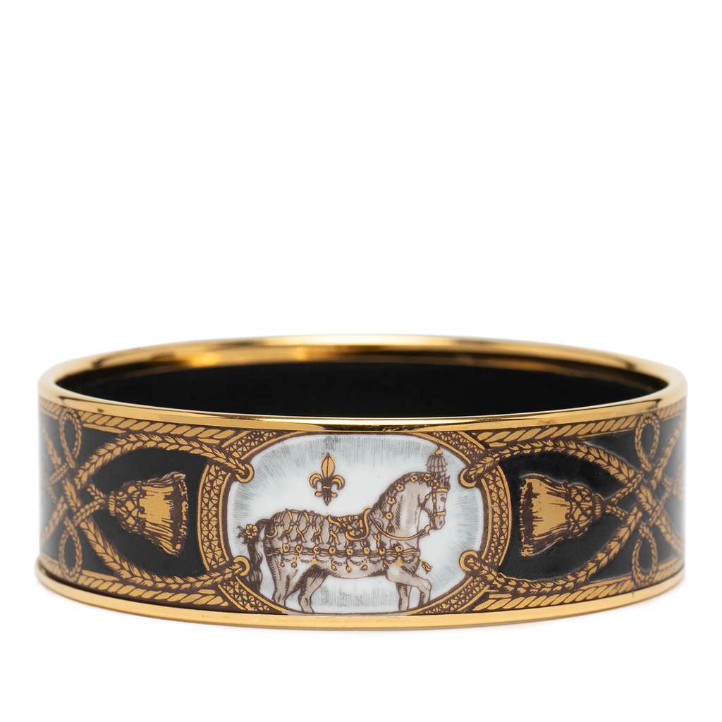 Hermès Wide Grand Apparat Horse Enamel Bangle 65 - Back view