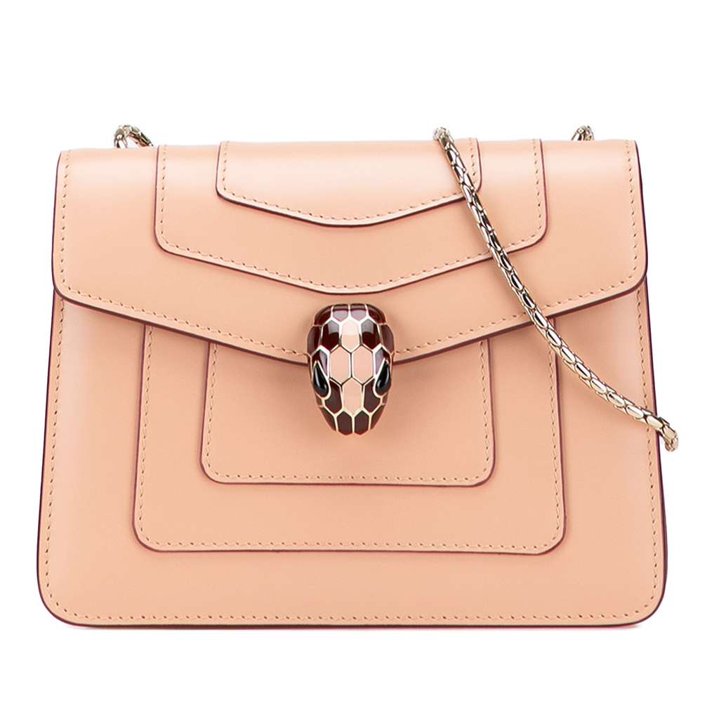 Bvlgari Small Leather Square Serpenti Forever Chain Crossbody