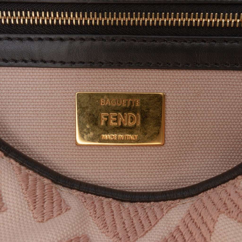 Fendi Zucca Embroidered Canvas Baguette Satchel - Side view