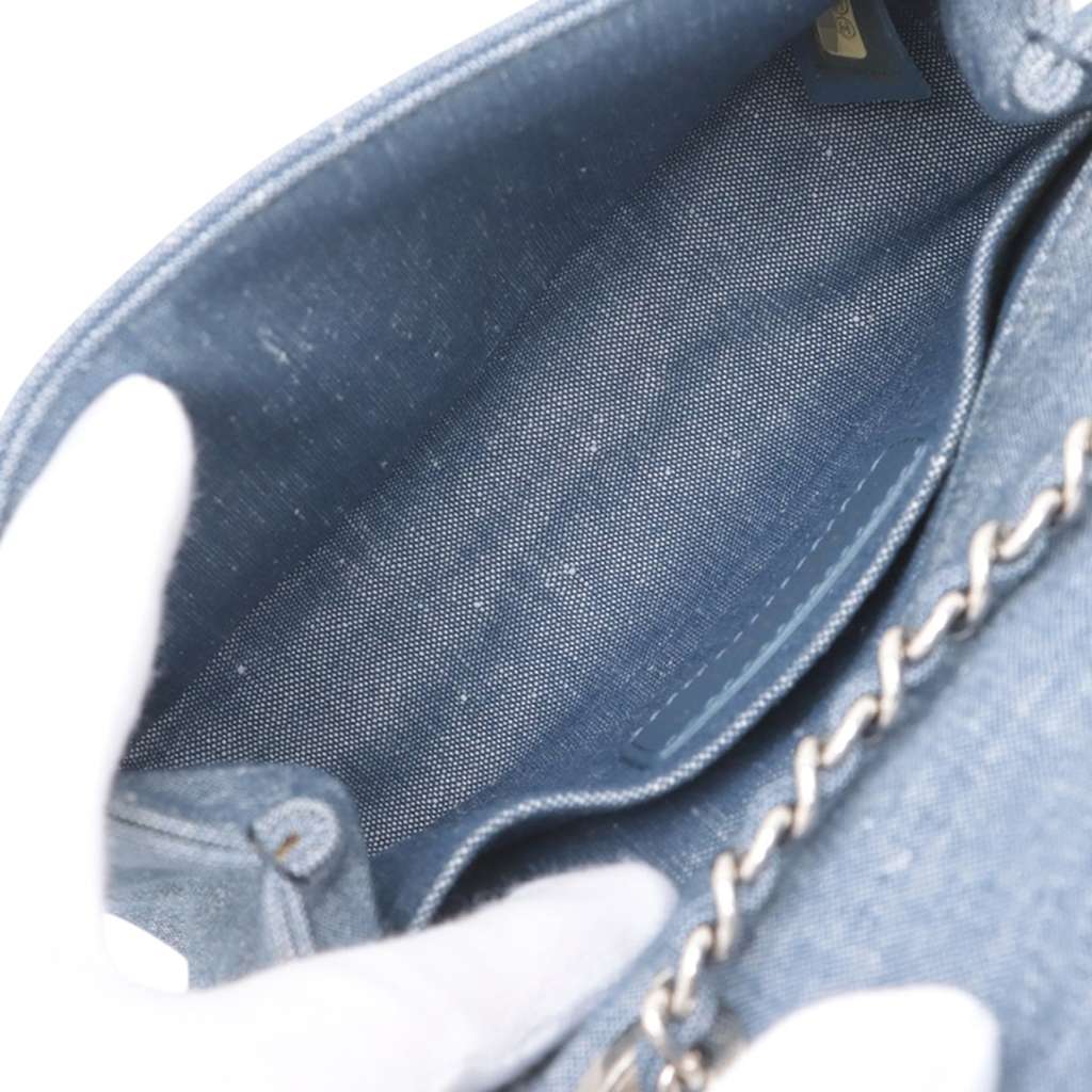 Chanel Mini Square Bicolor Quilted Denim Medallion Flap - Image 6