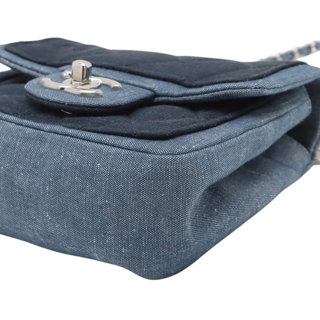 Chanel Mini Square Bicolor Quilted Denim Medallion Flap - Detail 2