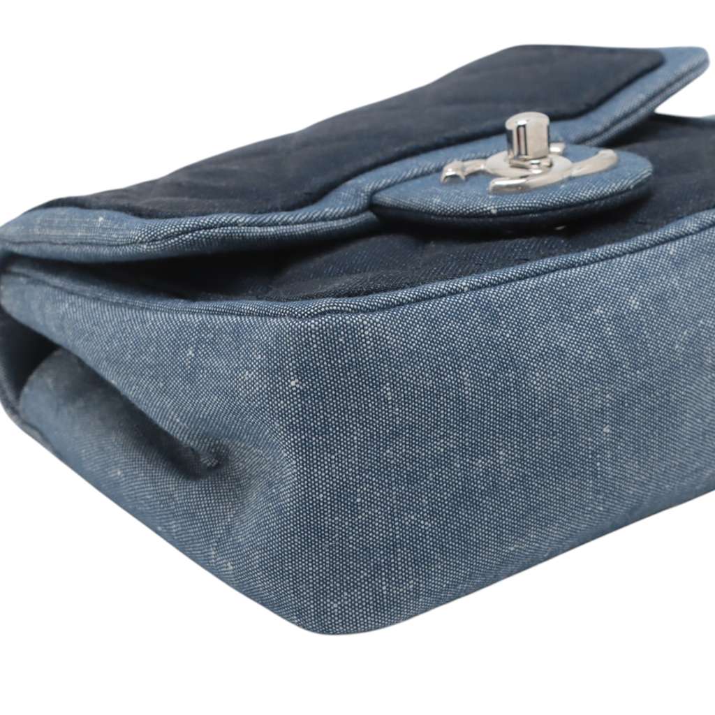 Chanel Mini Square Bicolor Quilted Denim Medallion Flap - Image 11