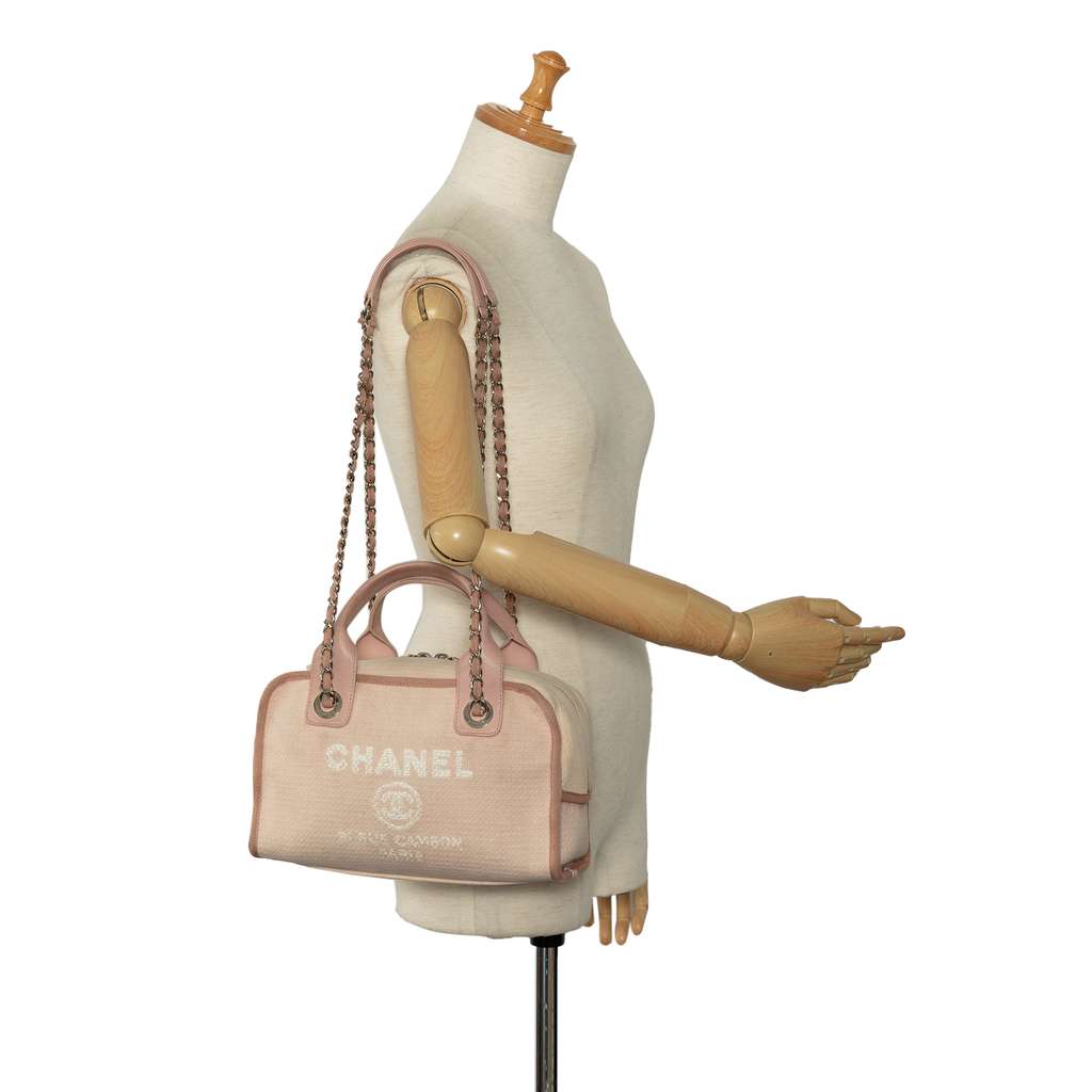 Chanel Small Canvas Deauville Bowling Bag - Image 18